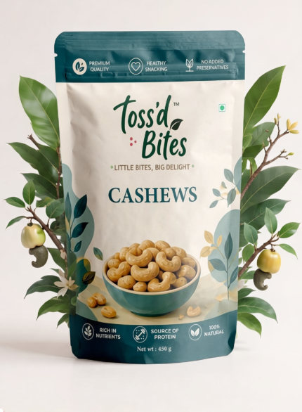 Toss'd Bites W240 Cashews 450g premium whole cashews